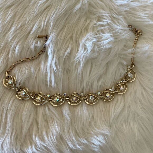 Gold and iridescent stone choker - Picture 5 of 7